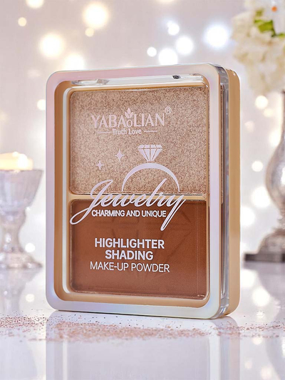 Компактна палитра с хайлайтър и бронзант за лице