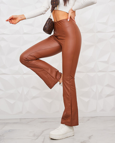 Royalfashion Кафяв дамски клин от екокожа a'la bells