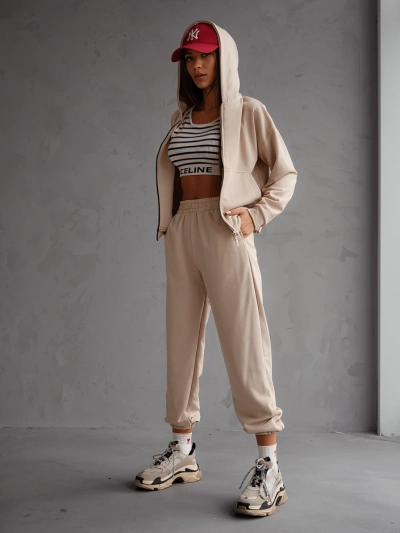 Royalfashion Дамски комплект от памучен тренировъчен екип