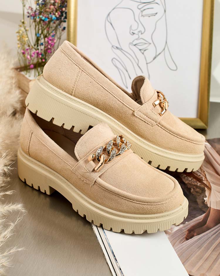 Royalfashion Дамски мокасини от еко велур с орнамент Lehels