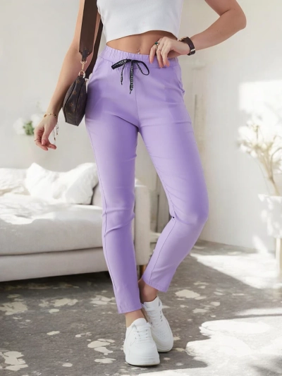 Royalfashion Дамски памучни панталони с тесен силует