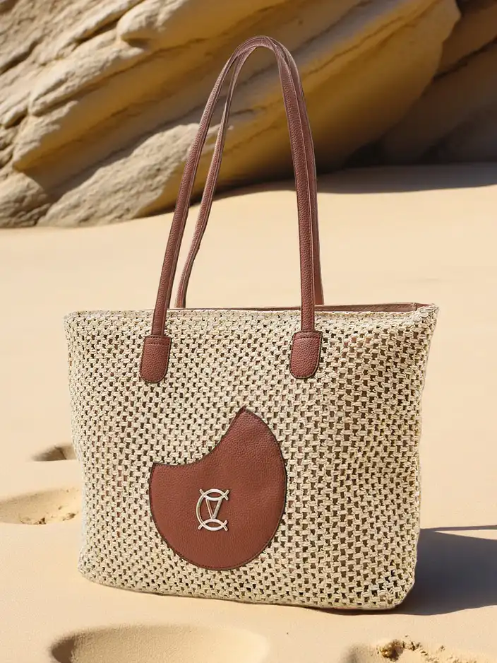 Royalfashion Голяма сламена дамска чанта за лято