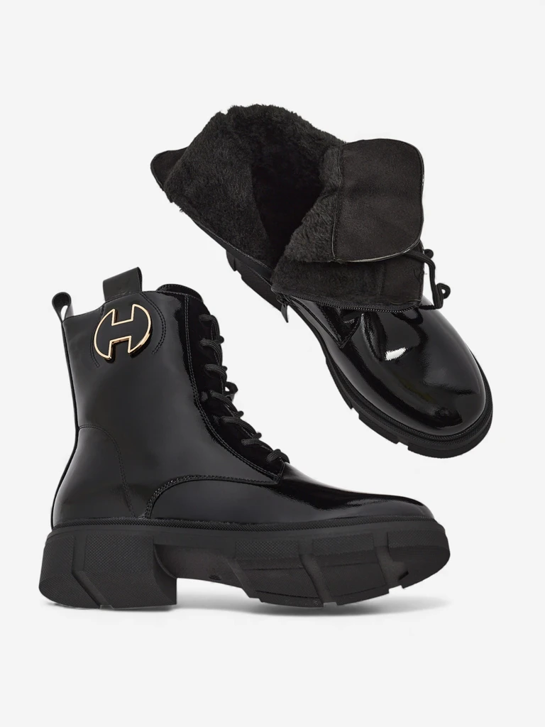 Дамски боти Athena Черни кожени елегантни за есента