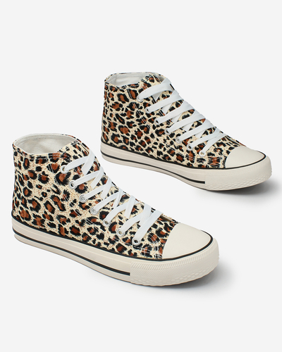 Royalfashion Дамски високи кецове в бежово с модерен десен Jungle Jive