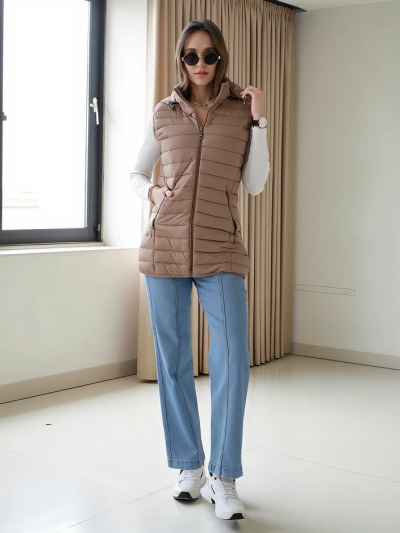 Royalfashion Женско без ръкави яке с подвижна качулка