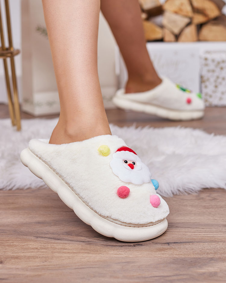 Royalfashion Коледни дамски чехли в бяло Fertemse