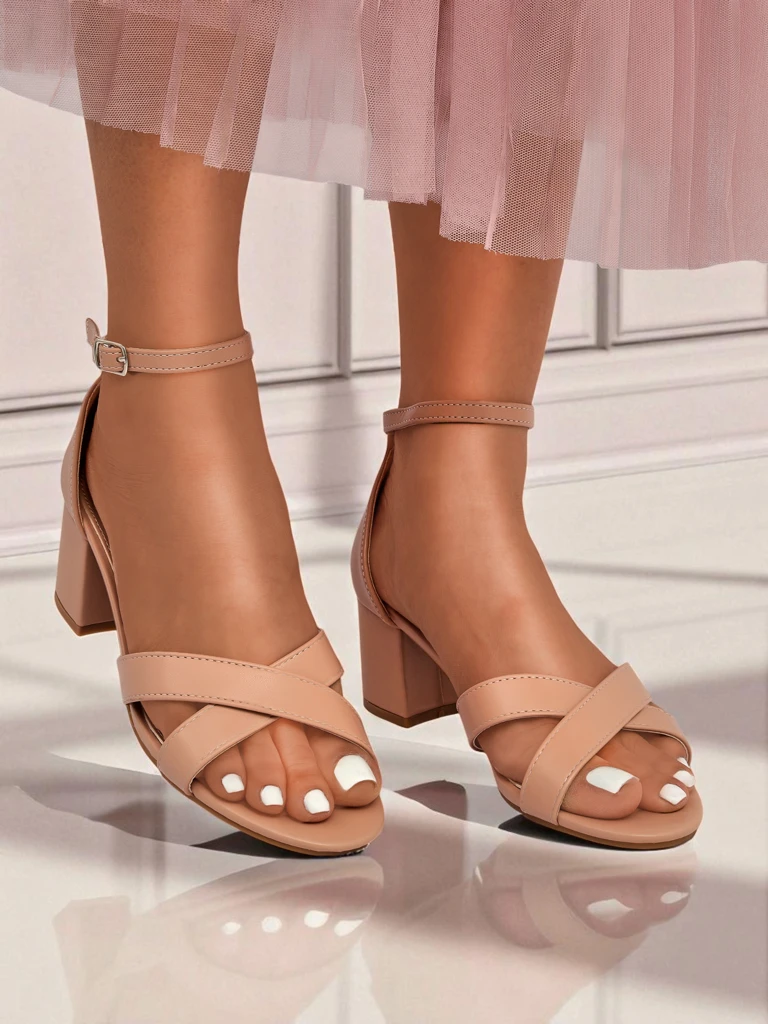 Royalfashion дамски сандали с нисък квадратен ток Eleganza Strap