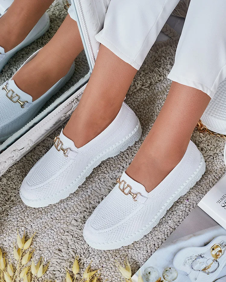 Royalfashion Дамски мокасини от плат със златна украса Erticae