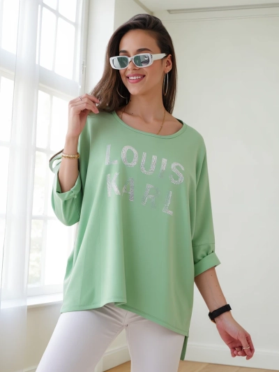 Блуза от вискоза за жени Royalfashion с инкрустирани камъни