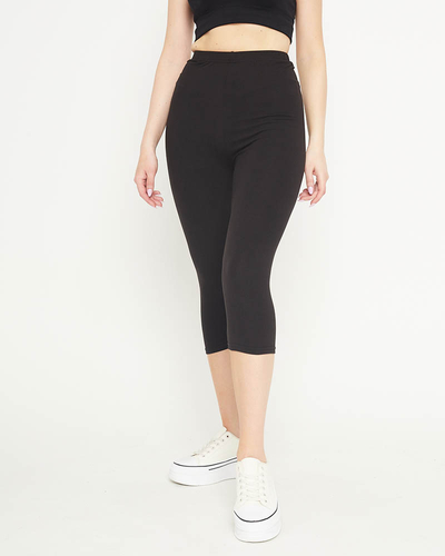 Damskie czarne legginsy o długości 3/4 - Odzież