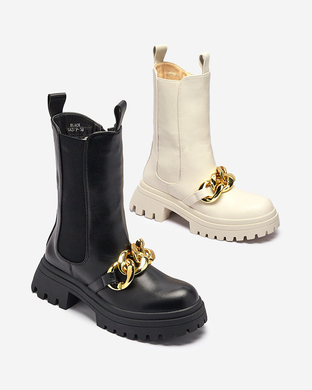 Дамски ботуши с верижка в черно Evves- Footwear