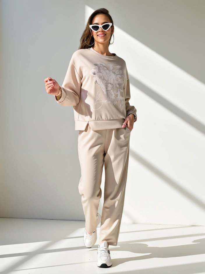 Royalfashion Женски комплект от вискоза с принт