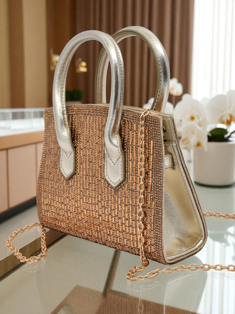 Royalfashion Дамска чанта тип клъч с цирконии Seren Voux