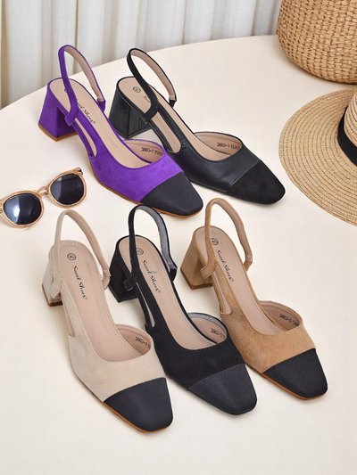 Royalfashion Дамски обувки на нисък ток с декоративен нос Eleganzo