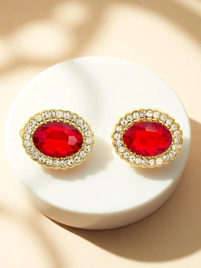 Royalfashion Дамски обеци на клипс с кристал и цирконий