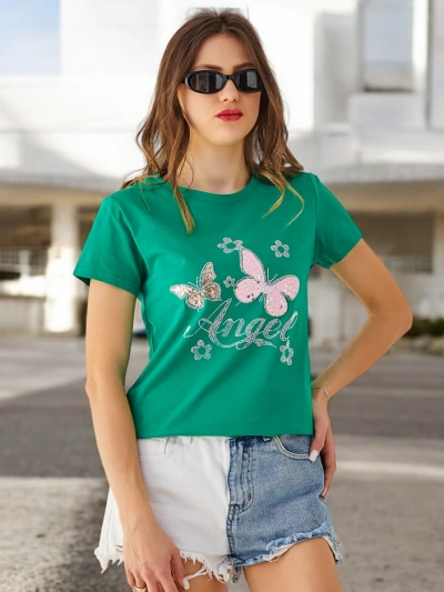 Royalfashion дамска памучна тениска Пеперуда