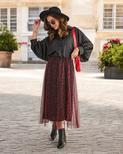 Рокля от Роялфешън с щампа и тюл за жени.