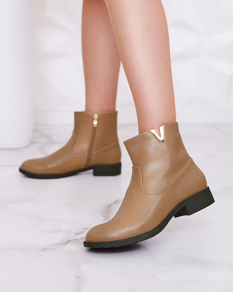 Royalfashion Светлокафяви дамски ботуши Perfoler