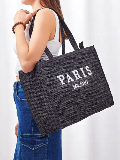 Royalfashion Голяма сламена дамска чанта Paris Milano Large