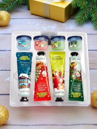 Sadoer Коледен комплект кремове за ръце и балсами за устни