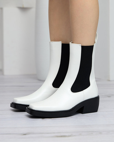 Бели дамски високи ботуши Darran - Обувки