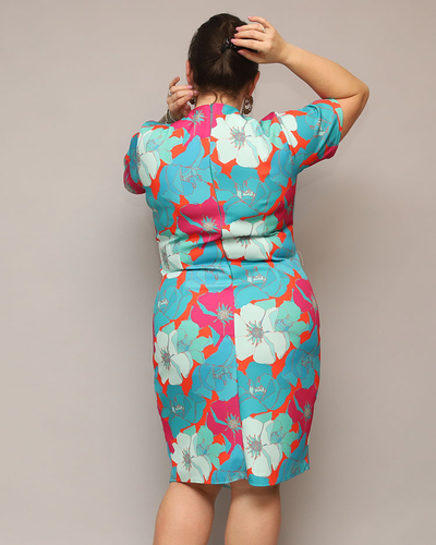 Royalfashion Дамска рокля с цветя от плат PLUS SIZE