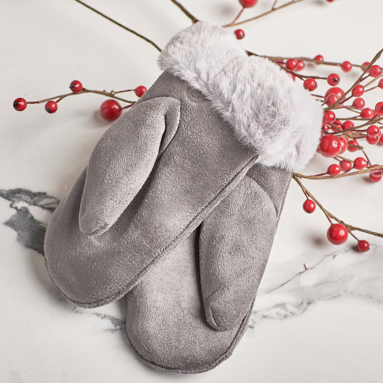 Szare dziecięce rękawiczki na sznurku i z jednym palcem - Rękawiczki