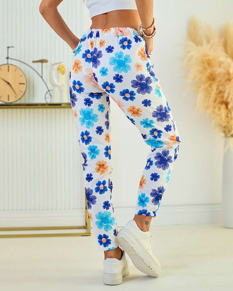 Royalfashion Дамски панталон от плат с флорални мотиви