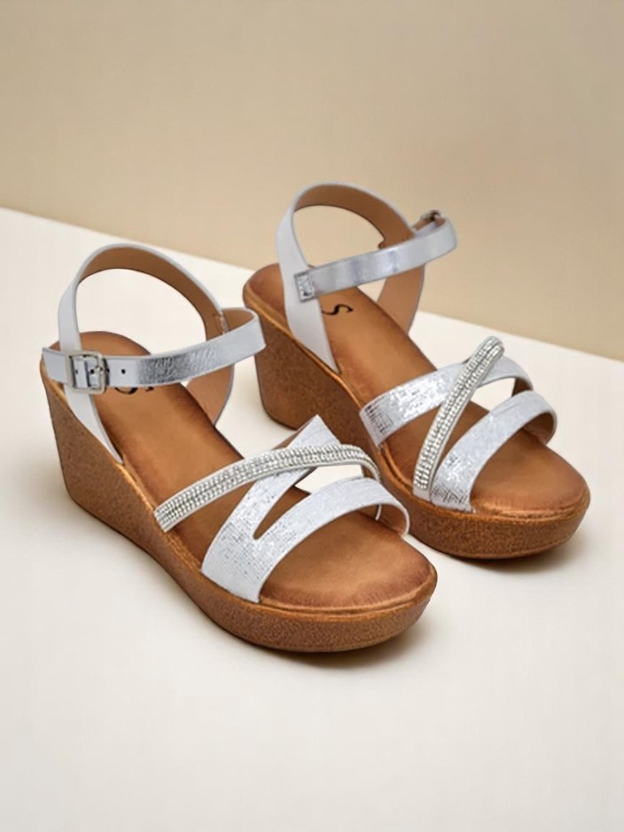 Royalfashion дамски сандали на платформа с камъни и блясък Eclat