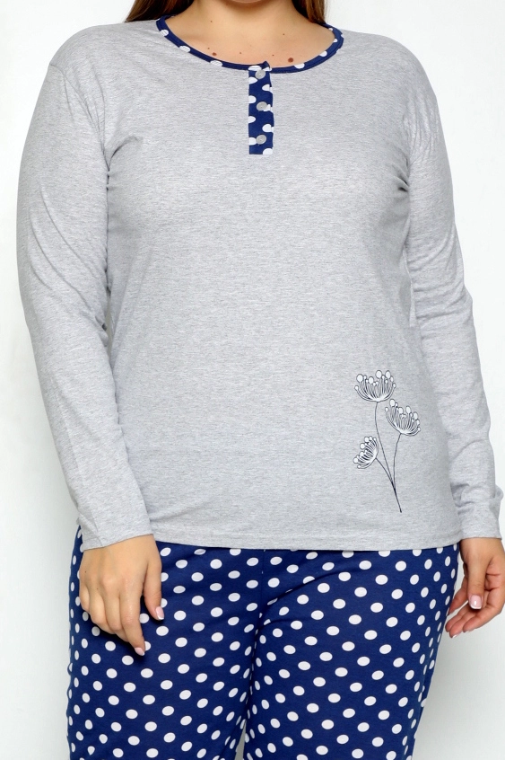 Royalfashion Памучни пижами за жени, 2 части с точки ПЛЮС РАЗМЕР