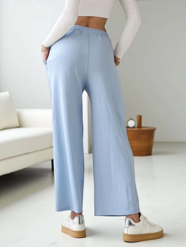 Royalfashion Жени широки спортни панталони от вискоза с циркония