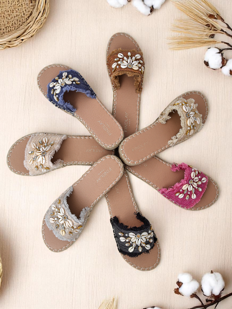 Дамски сандали Royalfashion Helena Decor черни еспадрили с мидички