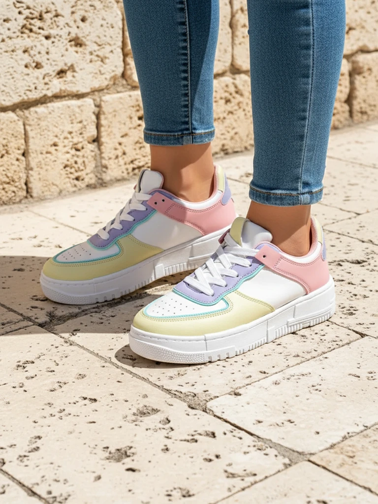 Дамски сникърси Elektra Pastello - многоцветни еко кожа пролет