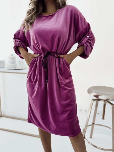 Royalfashion Дамска миди рокля в цвят фуксия