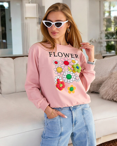 Royalfashion Дамски памучен суитшърт с тънък принт