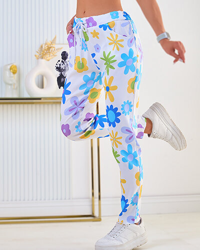 Royalfashion Дамски панталон от плат с флорални мотиви