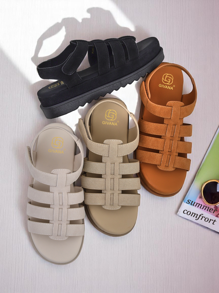 Дамски сандали Callista Camel на платформа Royalfashion екологична кожа