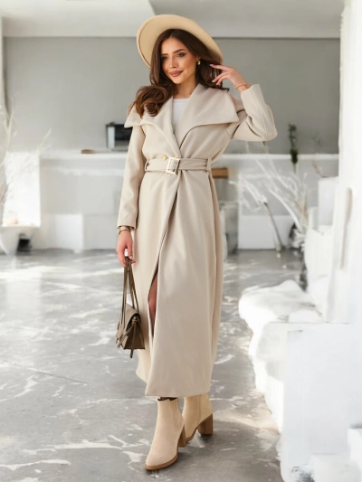 Royalfashion Дамско макси палто с връзка