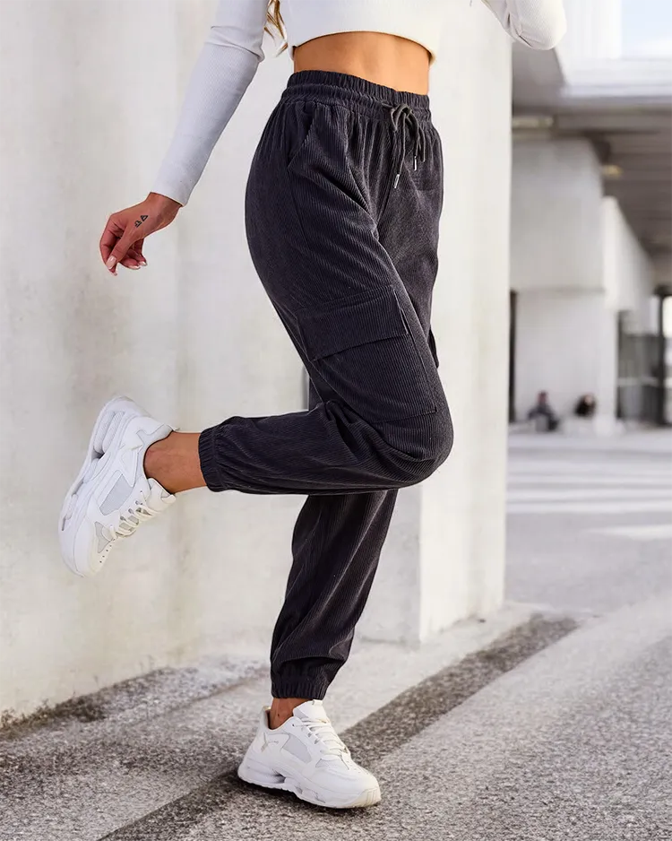 Royalfashion Дамски панталони с ребро