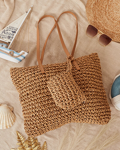 Royalfashion Голяма дамска чанта от слама