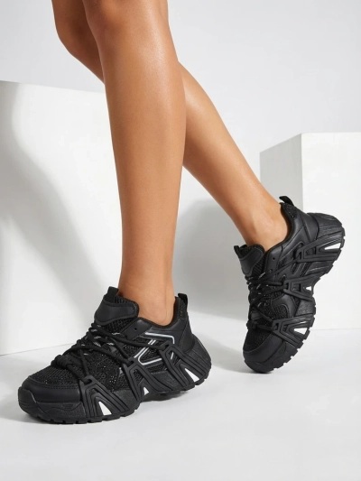Дамски сникърси Athena черни синтетични спортни за всеки ден