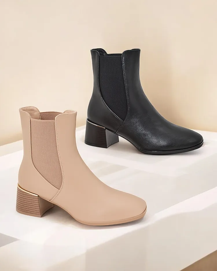 Дамски глезенови боти с нисък ток Royalfashion Eterra