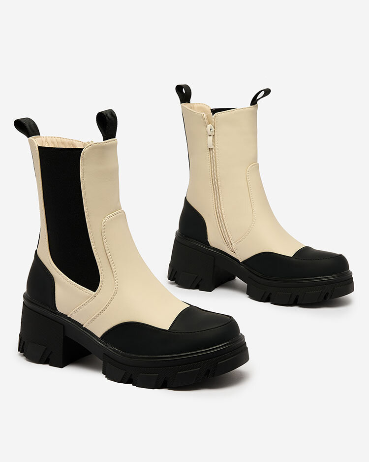 Royalfashion Дамски матовобежови ботуши Bevta с плосък ток