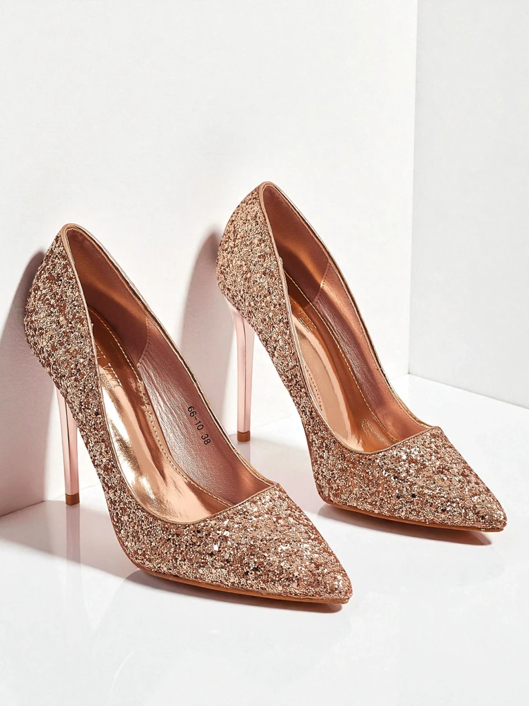 Дамски обувки от еко кожа с брокат Zavrimea