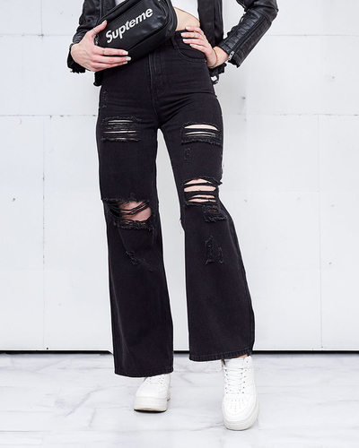 Royalfashion Дамски широки дънки с протриване