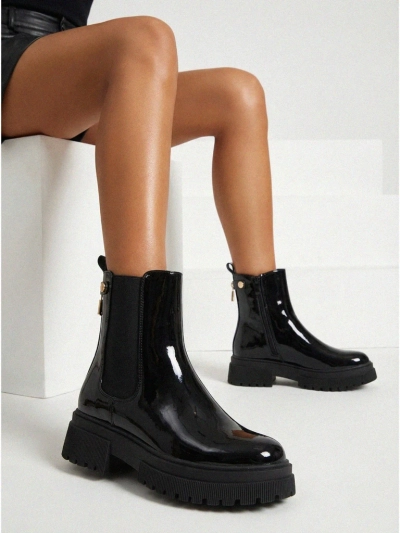 Лакирани дамски еко кожени боти Calebi