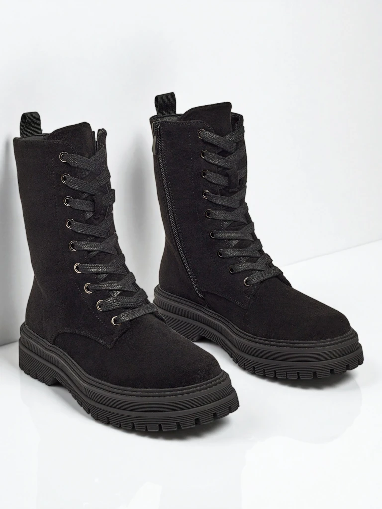 Дамски еко велурени боти тип работнически Molistea