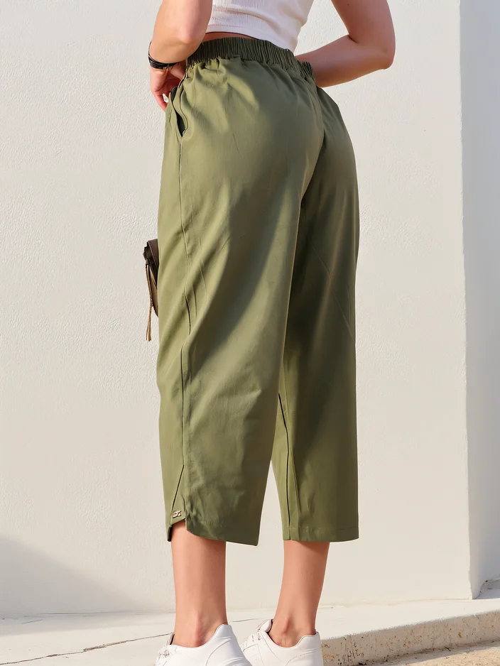 Royalfashion Обикновени дамски платнени панталони 7/8