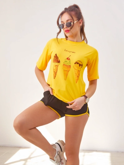 Royalfashion Женски спортен комплект с тениска и къси панталони Ice Cream