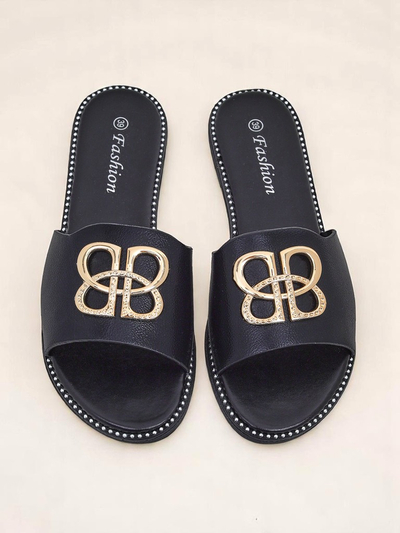 Royalfashion Дамски чехли на равна подметка Aura Gold